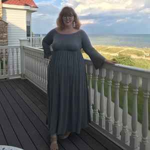 Gray Torrid Off the Shoulder Maxi Dress Sz 2